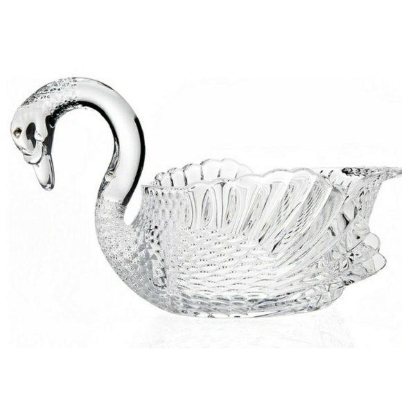 Shannon Godinger Crystal Swan Bowl centerpiece dish bowl clear - Picture 5 of 15